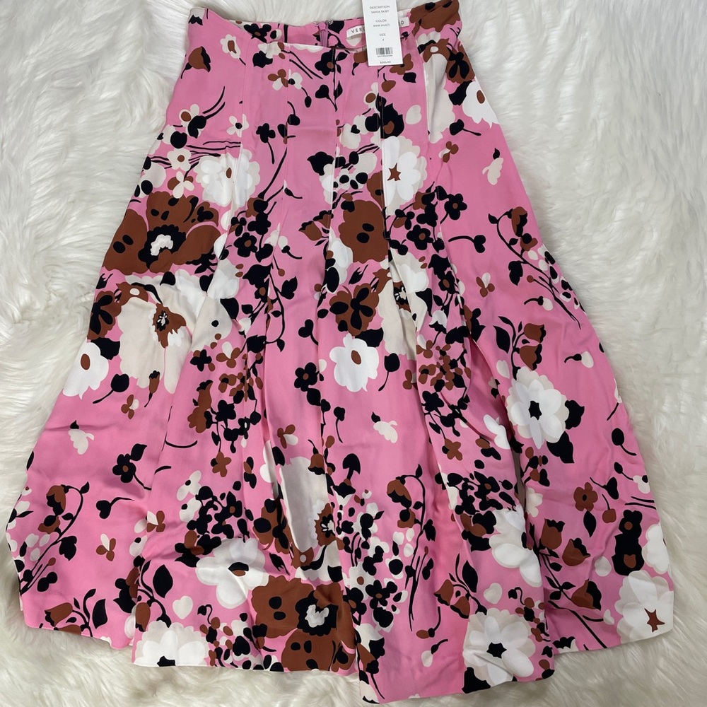 NWT $395 Veronica Beard Sania Floral Print Pleated Skirt